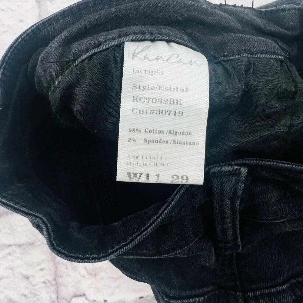 Kancan Black Distressed Denim Shorts High Rise Cuffed Size 28/7 Stretch Summer
